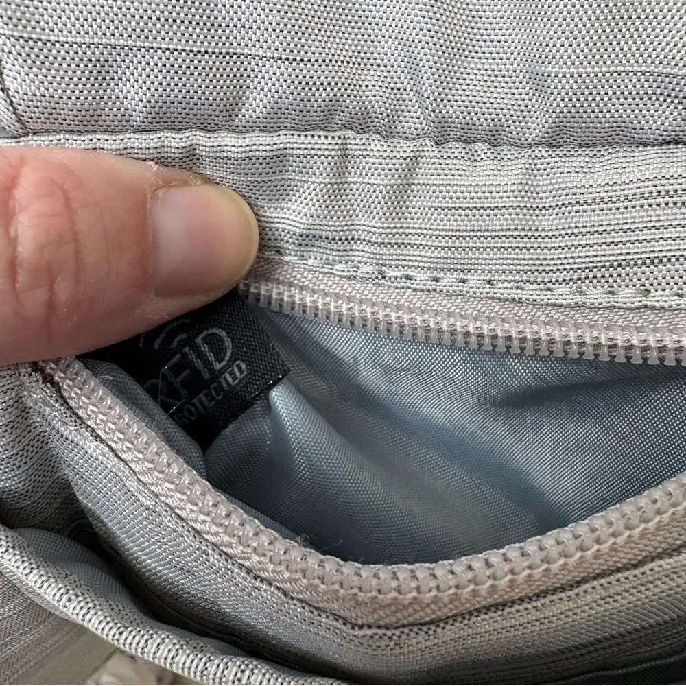 Lug RFID Flapper Convertible Crossbody Bag Gray Lightweight Travel Belt